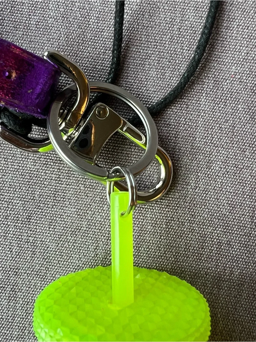Louis Vuitton Bag Charm HALLOWEEN Starbucks Eyes Glow Dark Green Metallic Purple